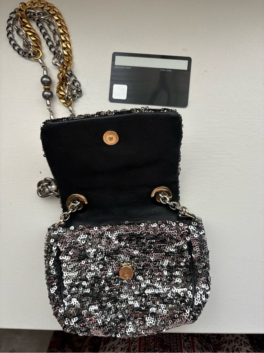 Dolce & Gabbana Silver and Black Sequin Mini Crossbody - Picture 5 of 5